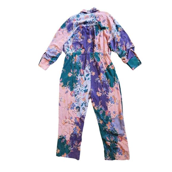 Johnny Was Jade 100% Silk Jumpsuit Floral Size XL Multicolor Tie Dye 100% Silk - Picture 4 of 16